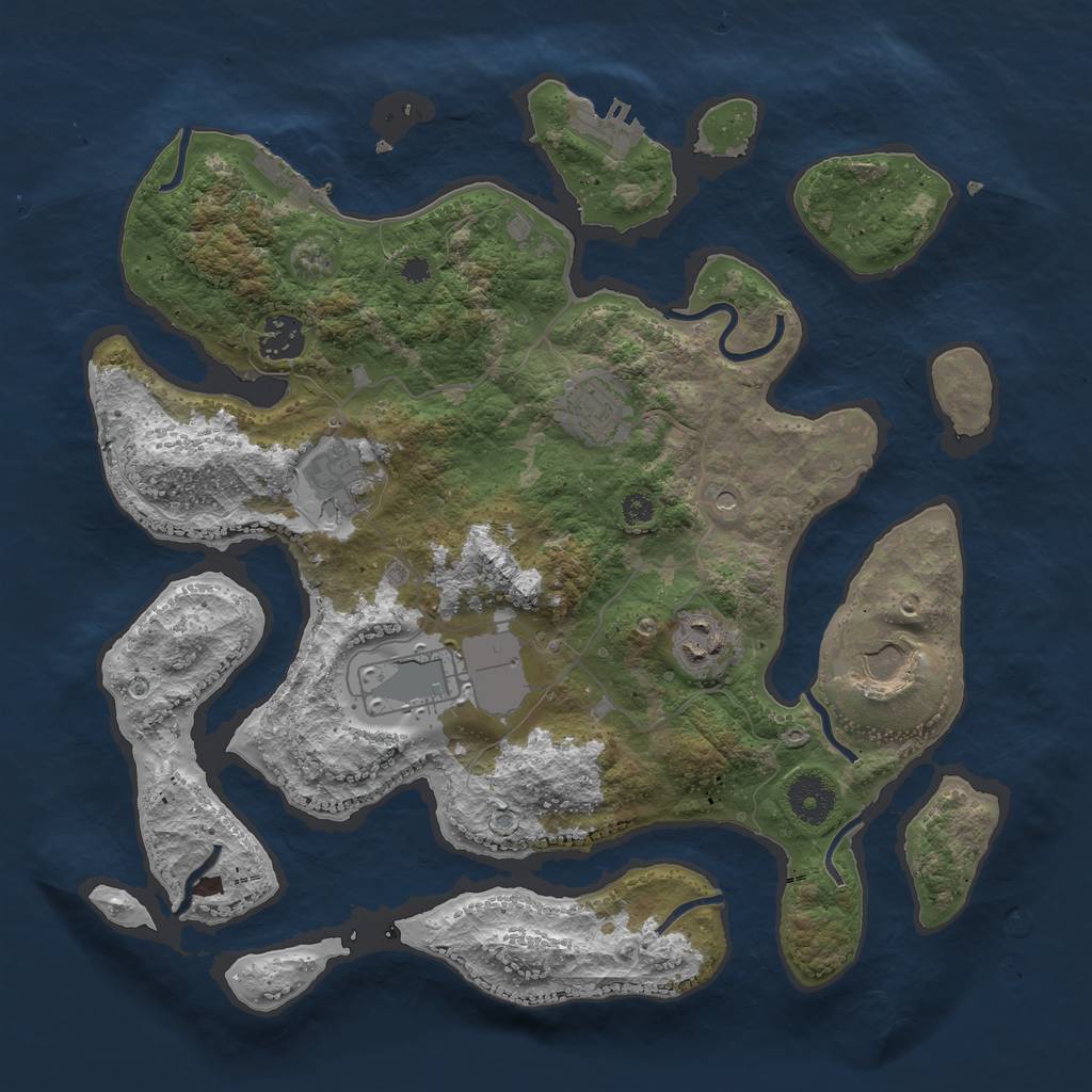 Rust Map: Procedural Map, Size: 3500, Seed: 1180737128, 11 Monuments