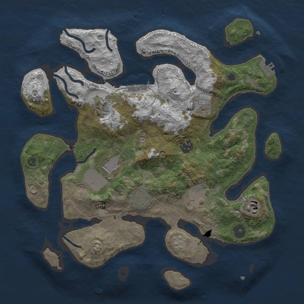 Rust Map: Procedural Map, Size: 3500, Seed: 144528965, 13 Monuments