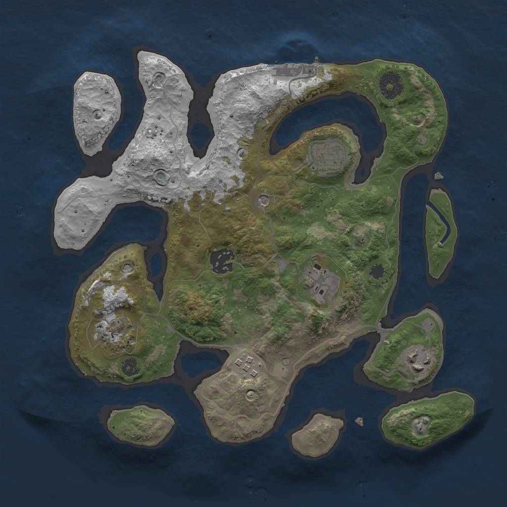 Rust Map: Procedural Map, Size: 3000, Seed: 1300196130, 10 Monuments