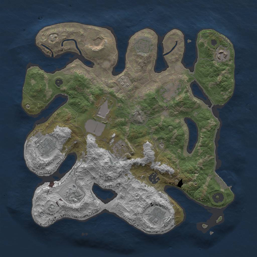 Rust Map: Procedural Map, Size: 3500, Seed: 48456885, 15 Monuments