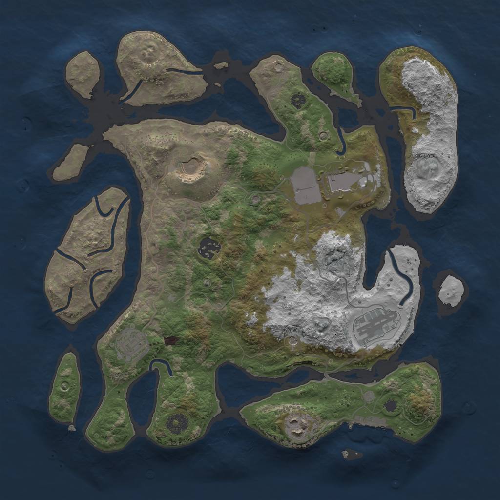 Rust Map: Procedural Map, Size: 3500, Seed: 732639030, 10 Monuments