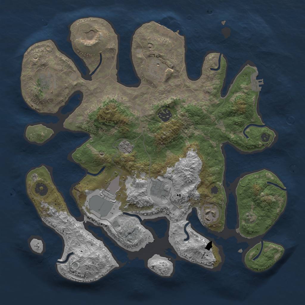 Rust Map: Procedural Map, Size: 3500, Seed: 1500655980, 12 Monuments