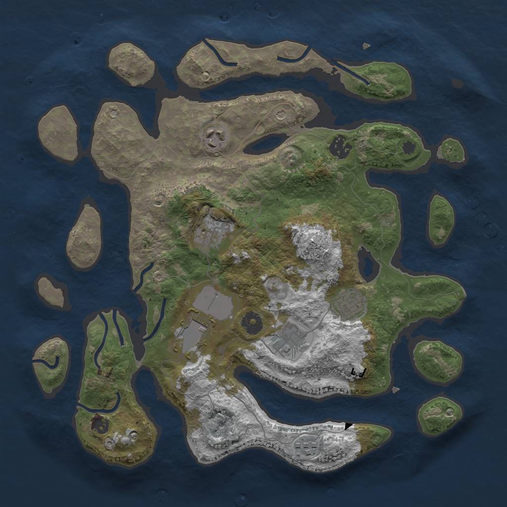 Rust Map: Procedural Map, Size: 3500, Seed: 50654, 10 Monuments