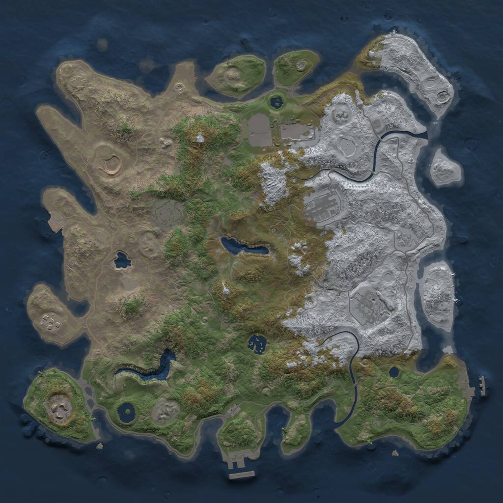 Rust Map: Procedural Map, Size: 4000, Seed: 754151177, 13 Monuments