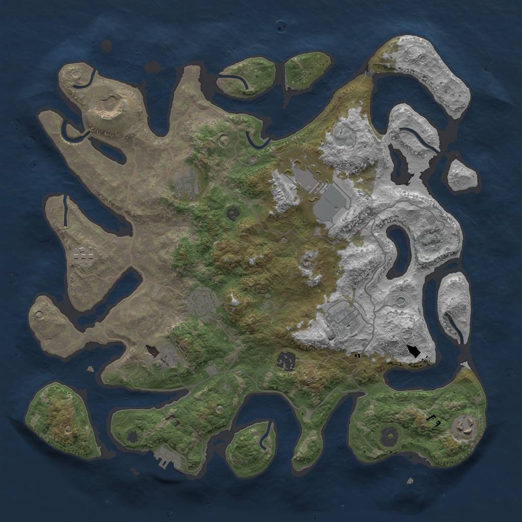 Rust Map: Procedural Map, Size: 4000, Seed: 754151177, 13 Monuments