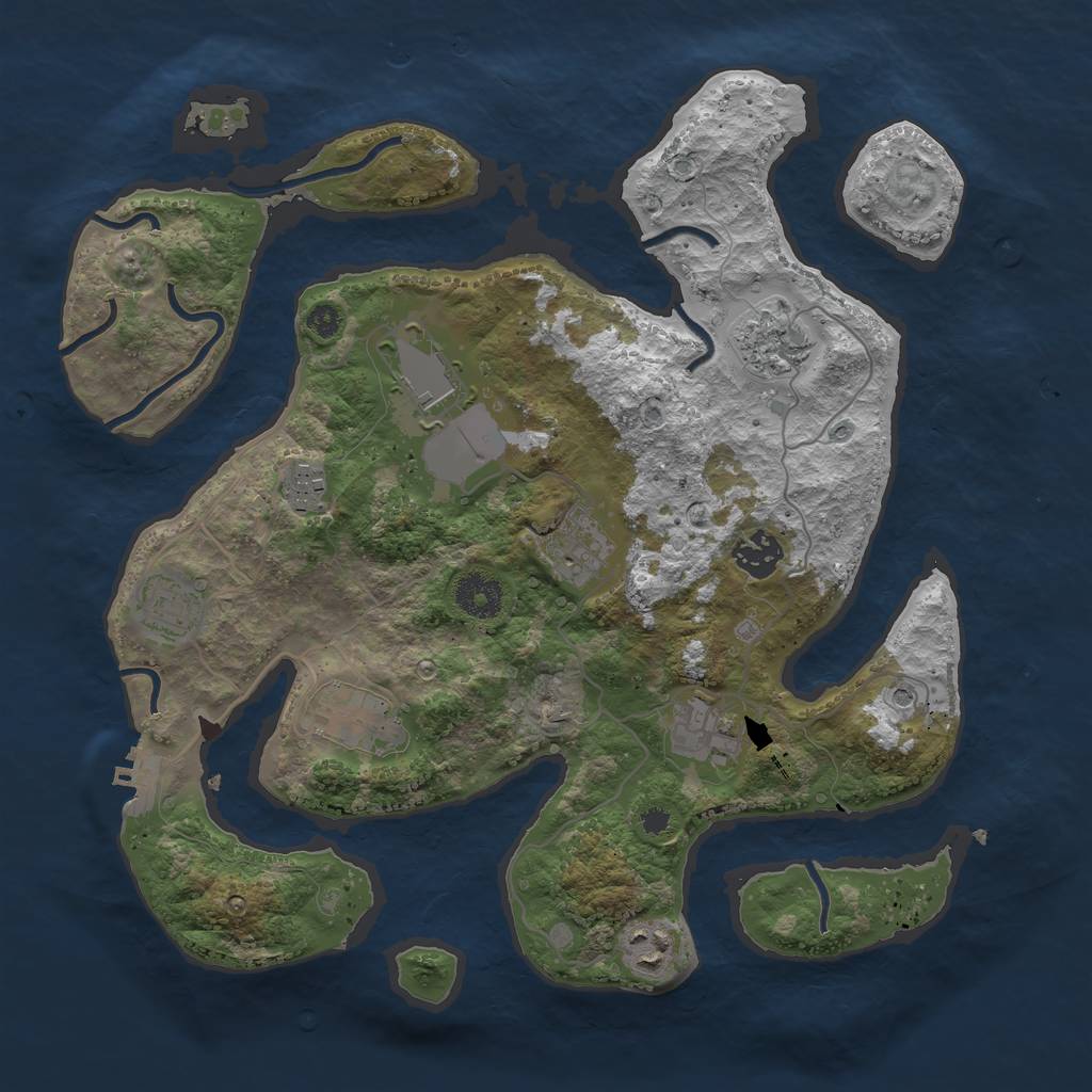 Rust Map: Procedural Map, Size: 3500, Seed: 164253765, 13 Monuments