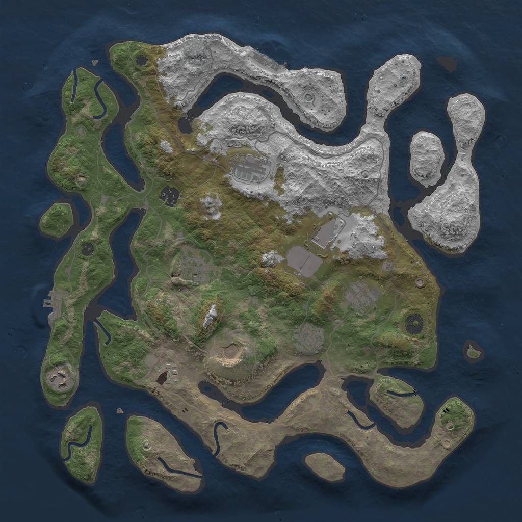 Rust Map: Procedural Map, Size: 4000, Seed: 1709071037, 14 Monuments