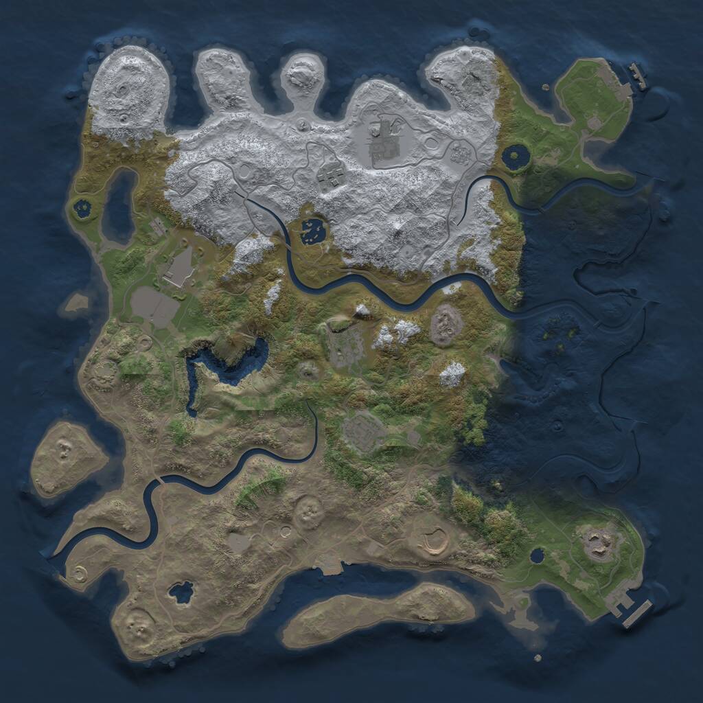 Rust Map: Procedural Map, Size: 4000, Seed: 475147778, 14 Monuments