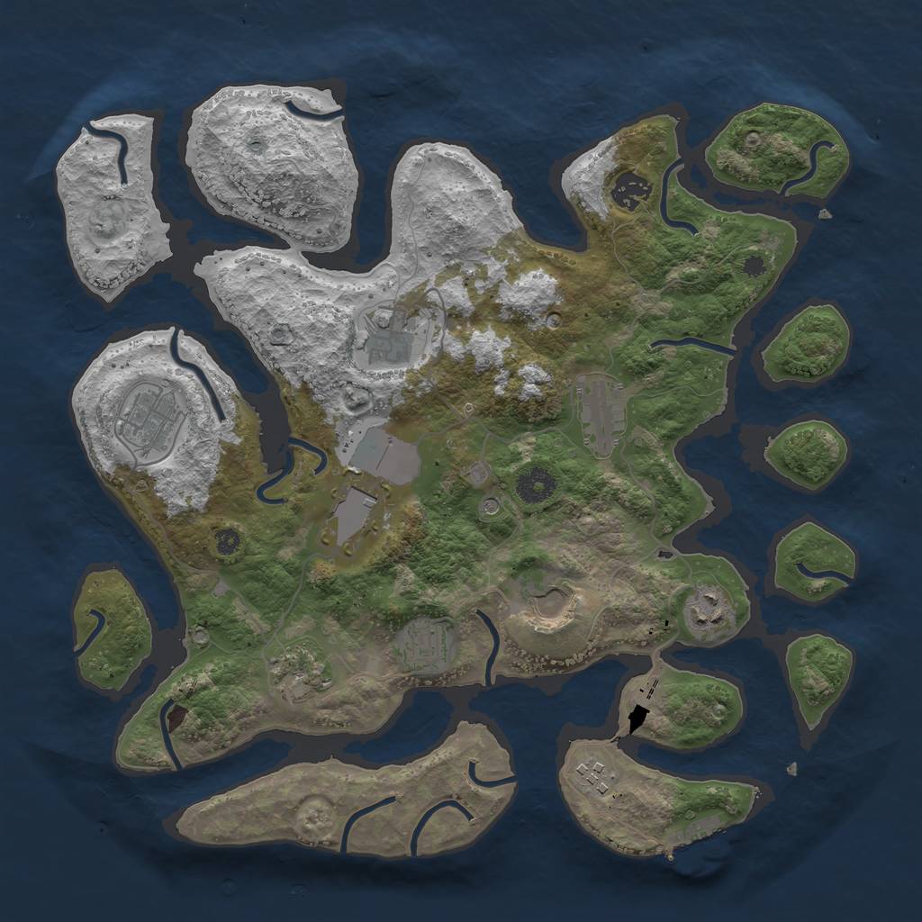 Rust Map: Procedural Map, Size: 3700, Seed: 1127952330, 14 Monuments