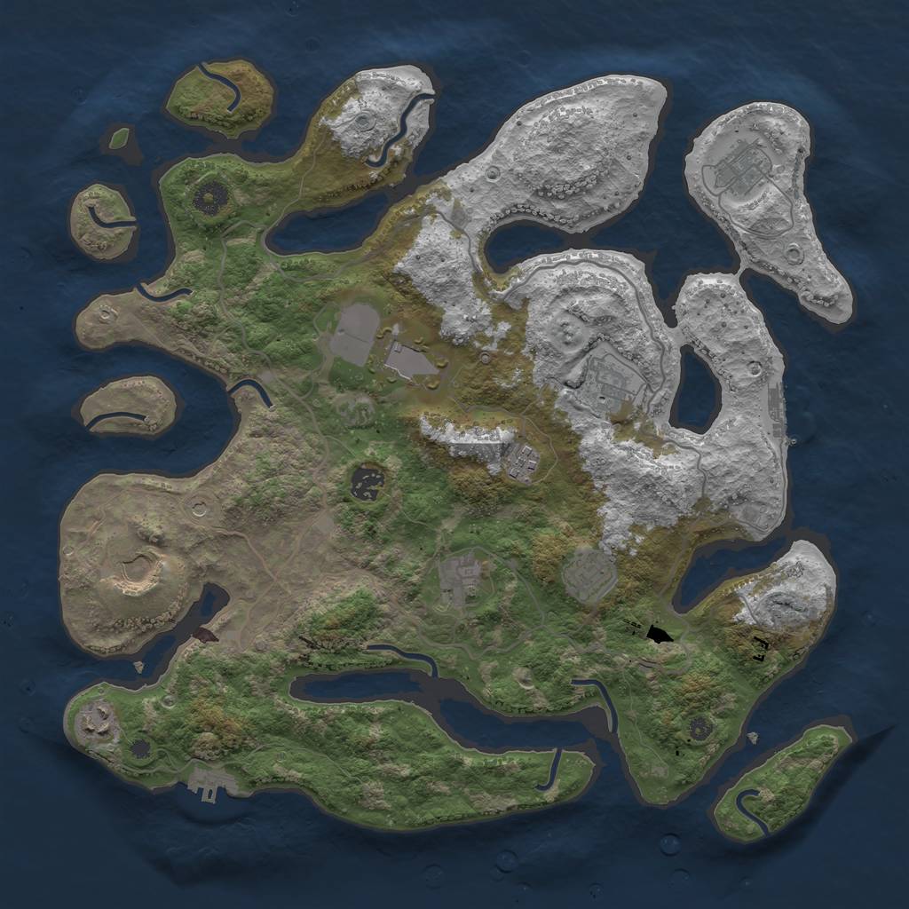 Rust Map: Procedural Map, Size: 4000, Seed: 96874, 14 Monuments
