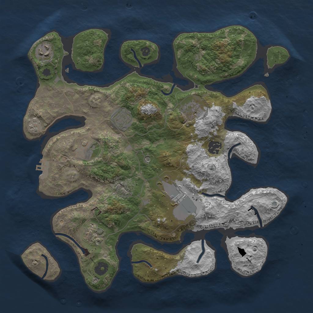 Rust Map: Procedural Map, Size: 3500, Seed: 125747540, 12 Monuments