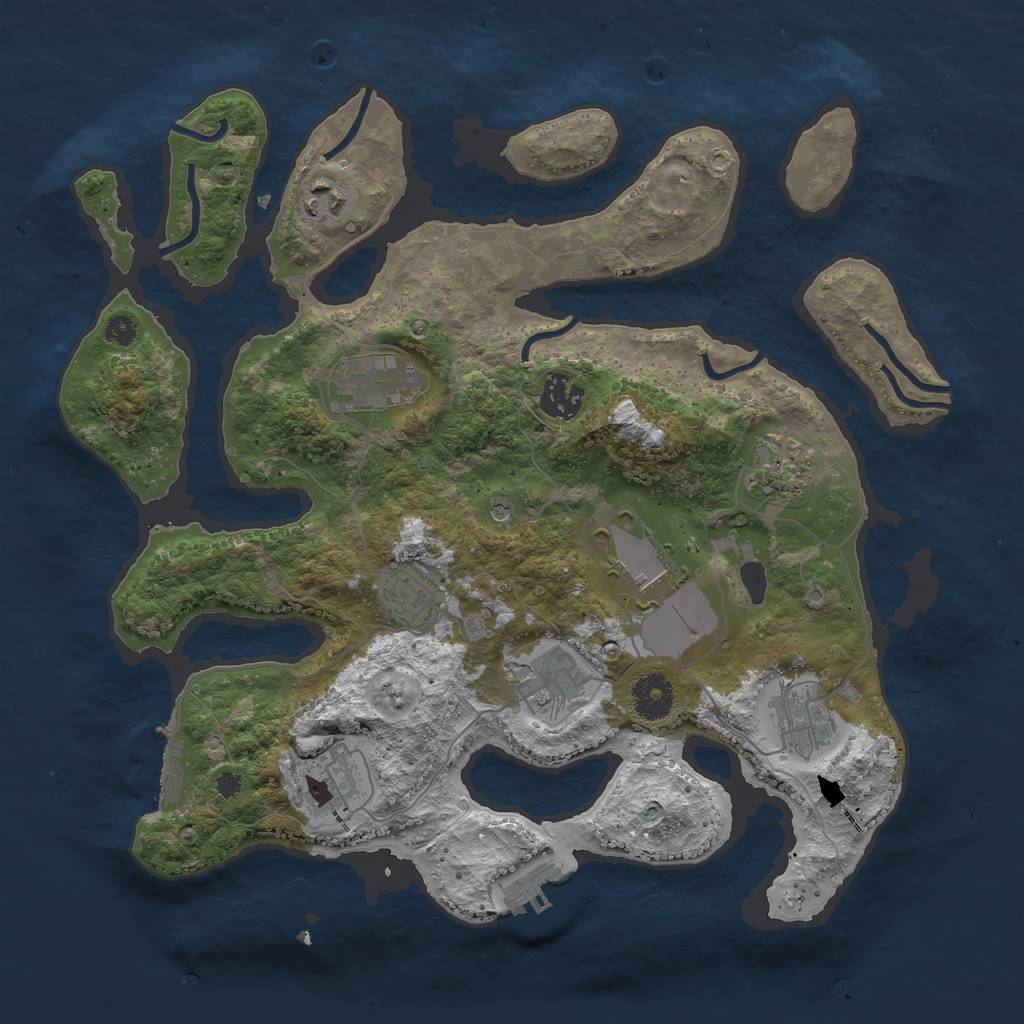 Rust Map: Procedural Map, Size: 3500, Seed: 968633863, 14 Monuments
