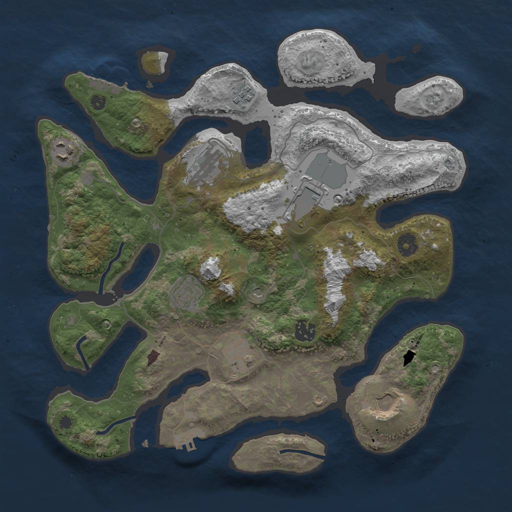 Rust Map: Procedural Map, Size: 3500, Seed: 1964292167, 13 Monuments