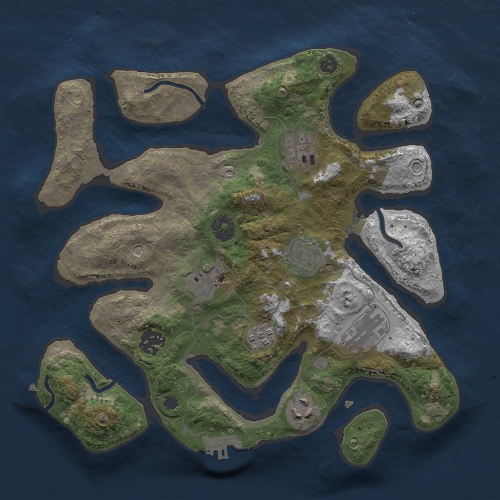 Rust Map: Procedural Map, Size: 3000, Seed: 700321103, 11 Monuments