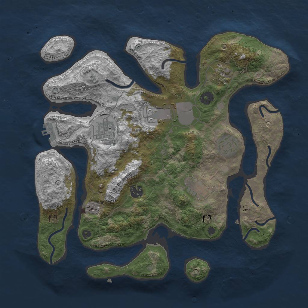 Rust Map: Procedural Map, Size: 3500, Seed: 194052654, 10 Monuments