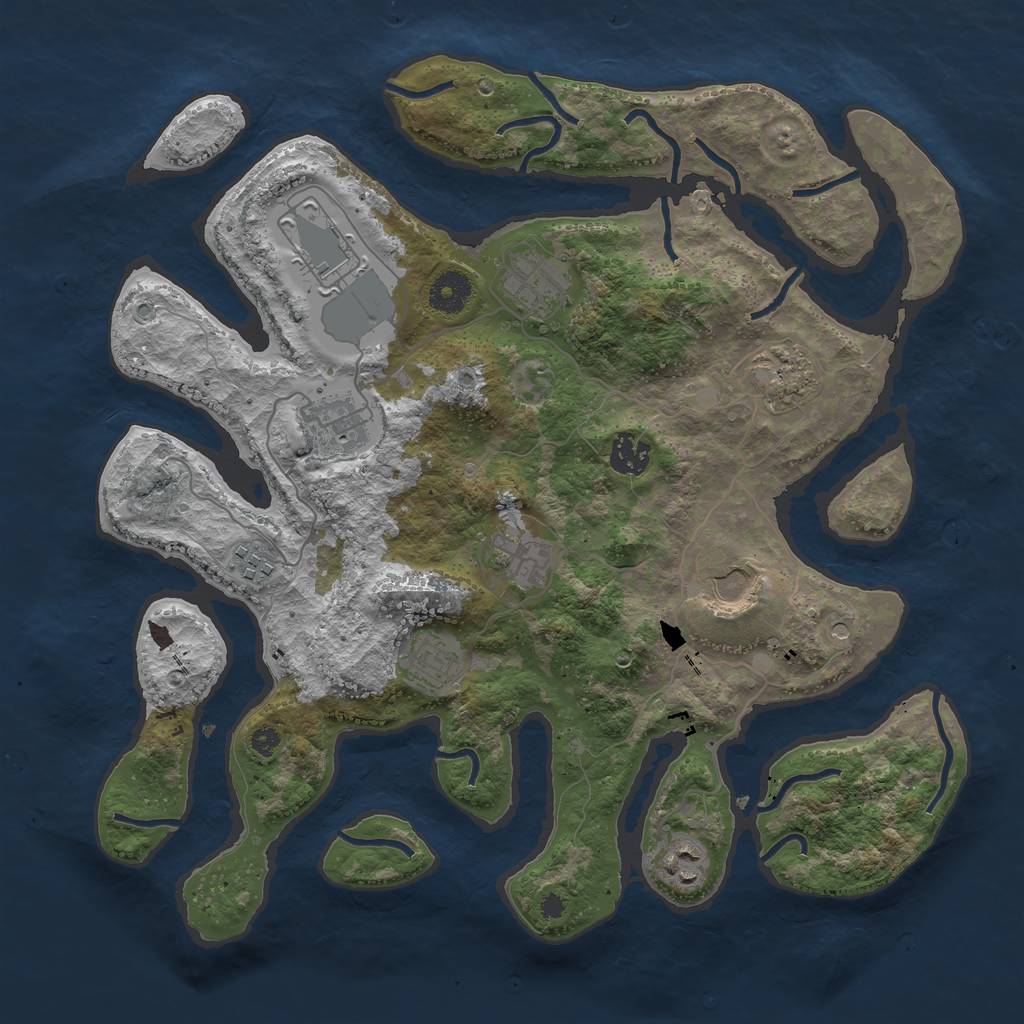 Rust Map: Procedural Map, Size: 3700, Seed: 1437803363, 13 Monuments