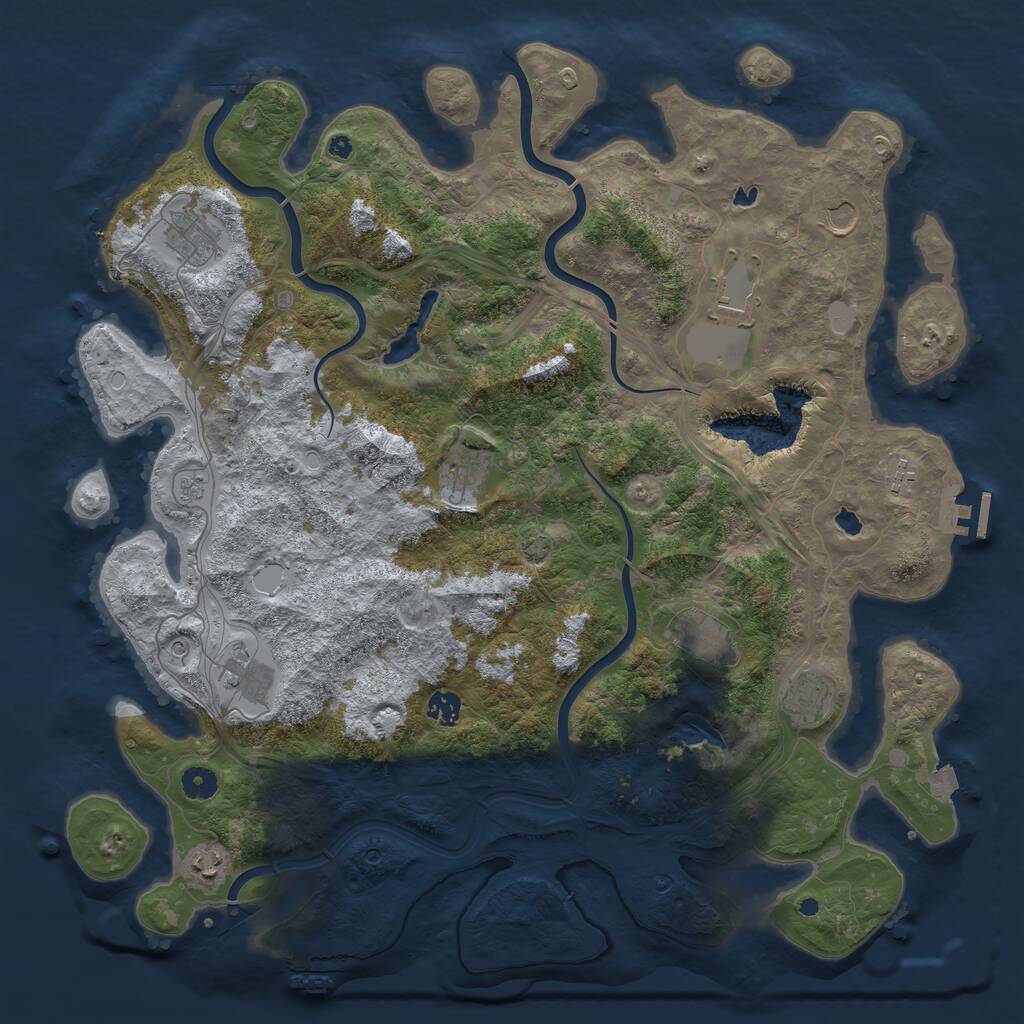 Rust Map: Procedural Map, Size: 4500, Seed: 314143, 16 Monuments
