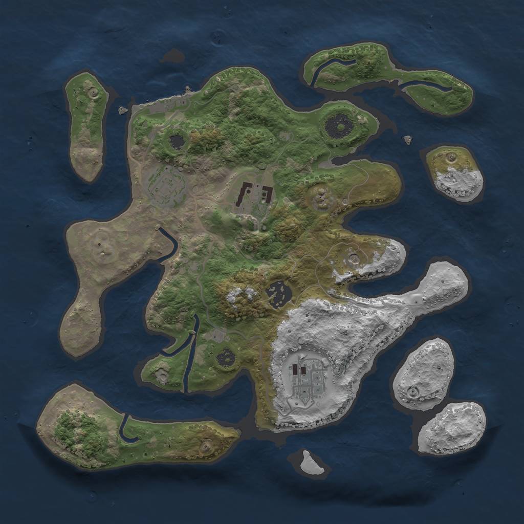 Rust Map: Procedural Map, Size: 3000, Seed: 186591452, 8 Monuments