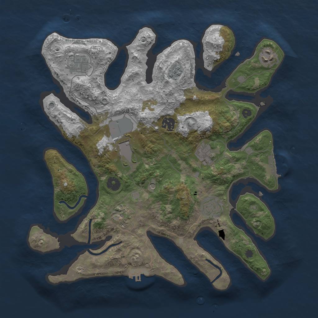 Rust Map: Procedural Map, Size: 3500, Seed: 1844984229, 13 Monuments