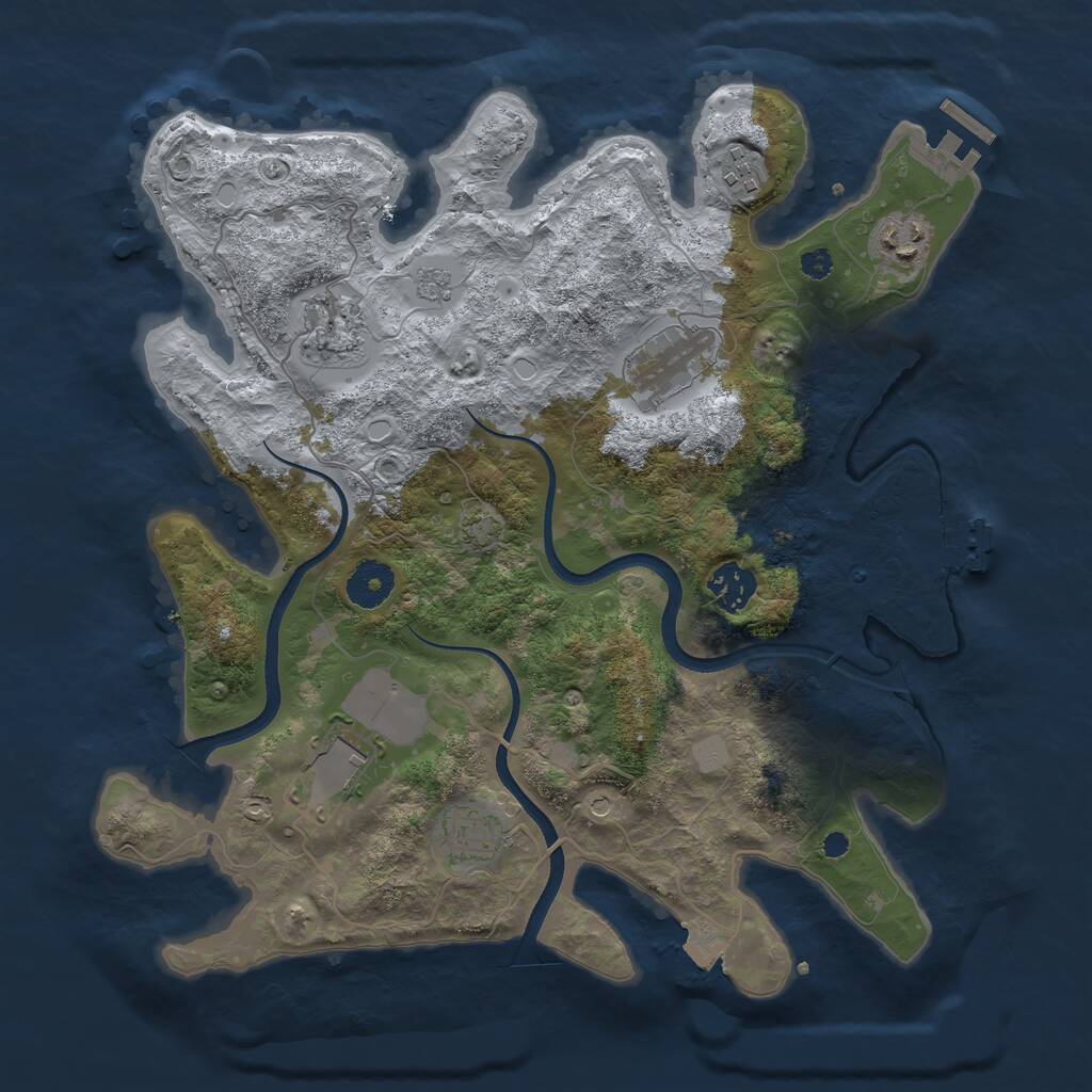 Rust Map: Procedural Map, Size: 3500, Seed: 1844984229, 13 Monuments