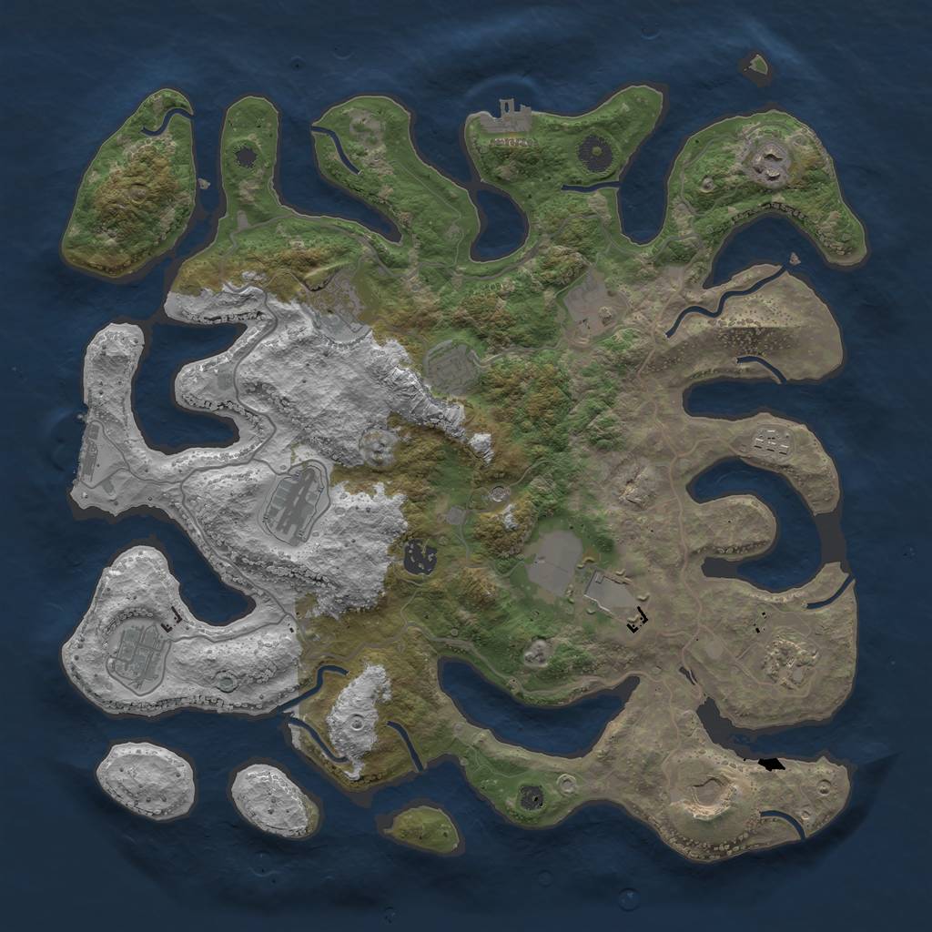 Rust Map: Procedural Map, Size: 4000, Seed: 4443090, 16 Monuments