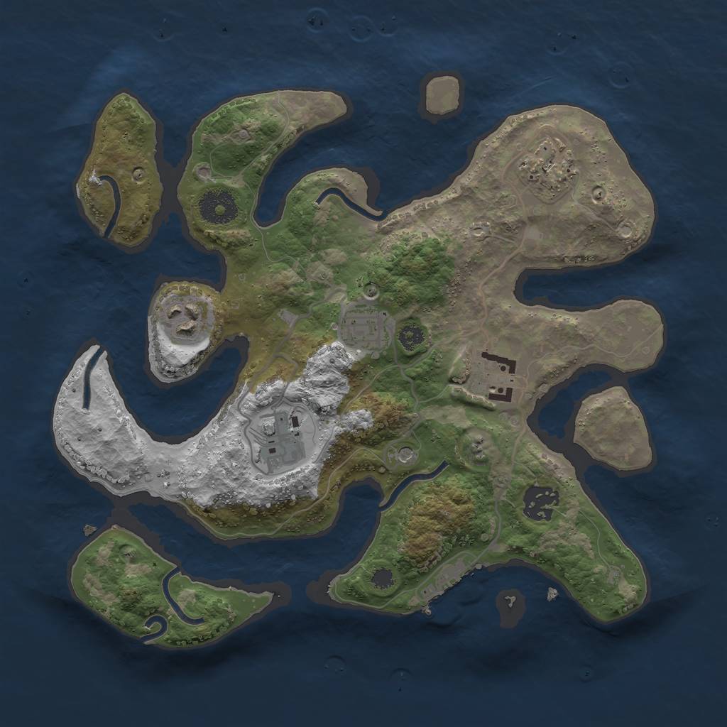 Rust Map: Procedural Map, Size: 3000, Seed: 1308917352, 10 Monuments