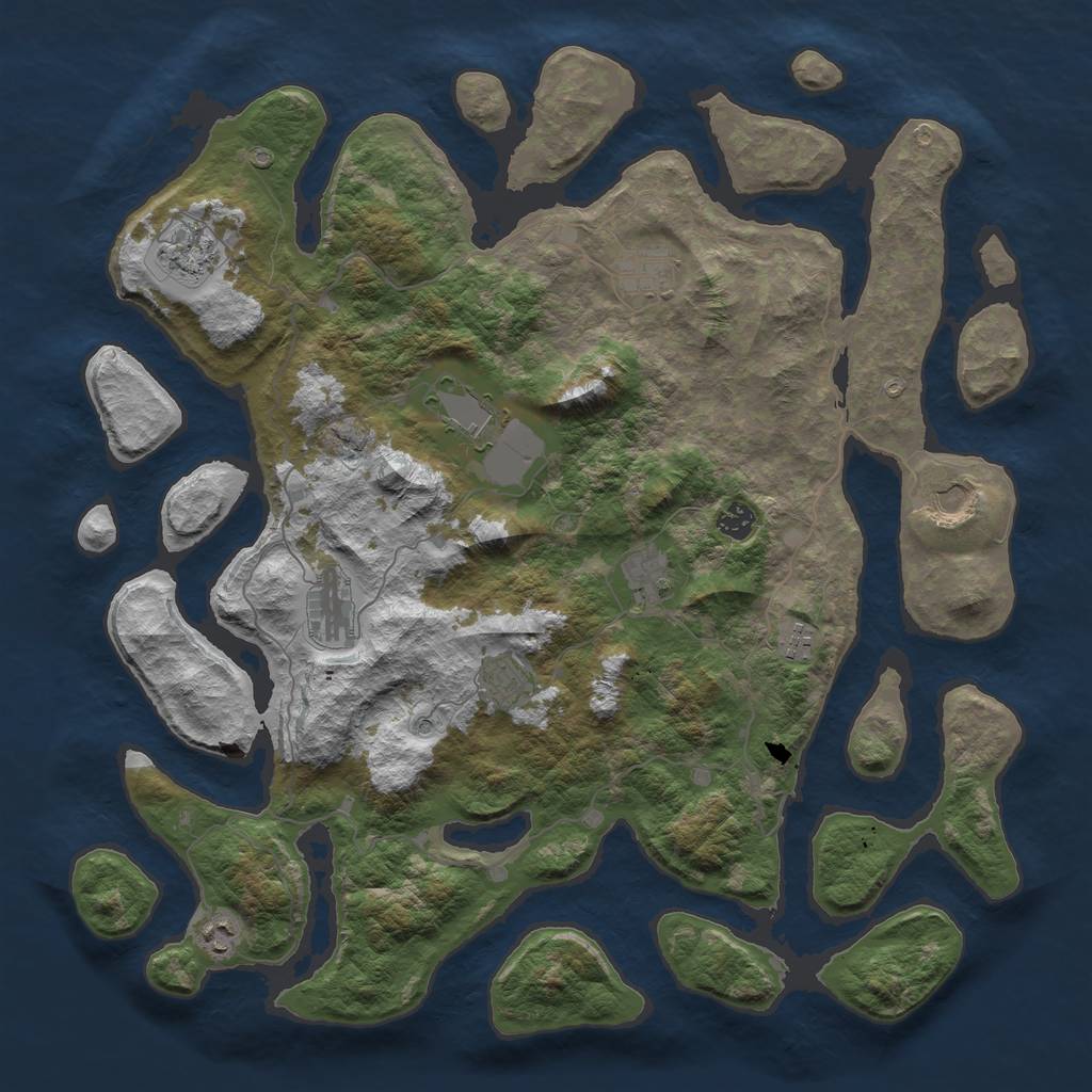 Rust Map: Barren, Size: 4500, Seed: 314143, 13 Monuments