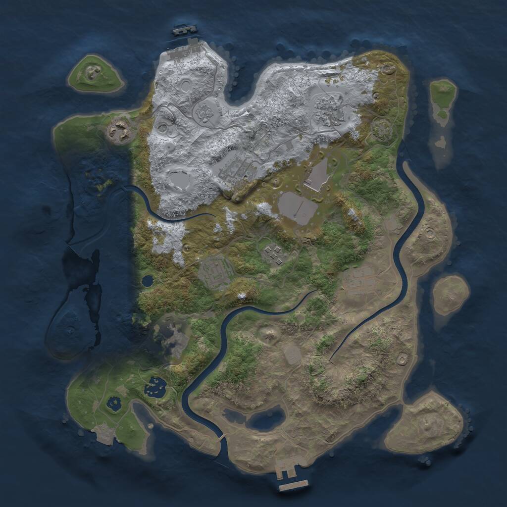 Rust Map: Procedural Map, Size: 3500, Seed: 2305, 15 Monuments