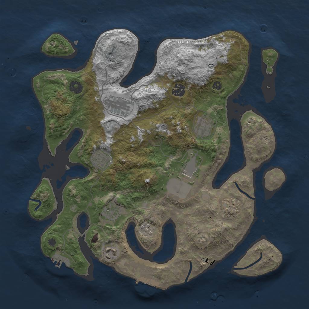 Rust Map: Procedural Map, Size: 3500, Seed: 2305, 14 Monuments