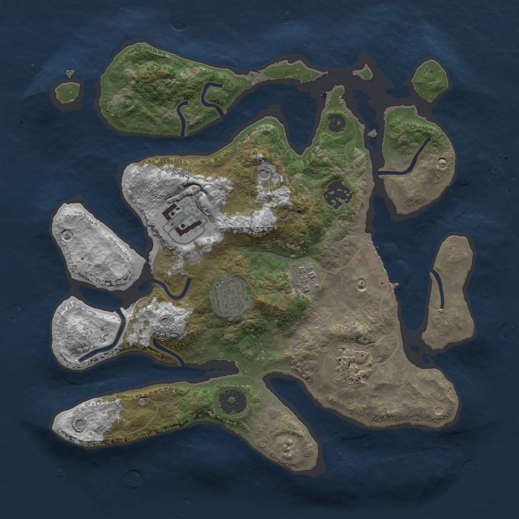 Rust Map: Procedural Map, Size: 3000, Seed: 773491535, 9 Monuments