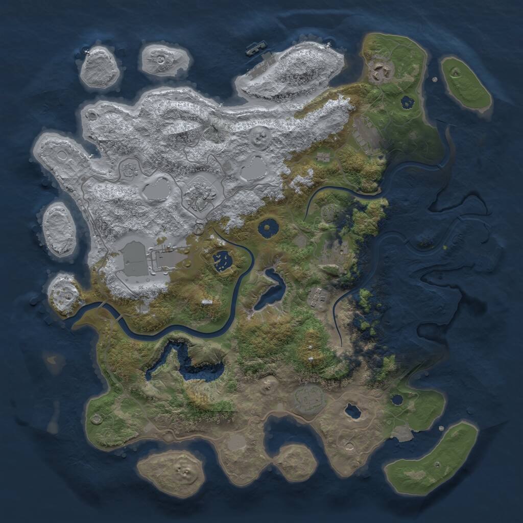 Rust Map: Procedural Map, Size: 4000, Seed: 673888, 14 Monuments