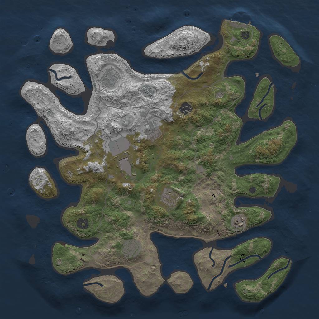 Rust Map: Procedural Map, Size: 4000, Seed: 673888, 12 Monuments