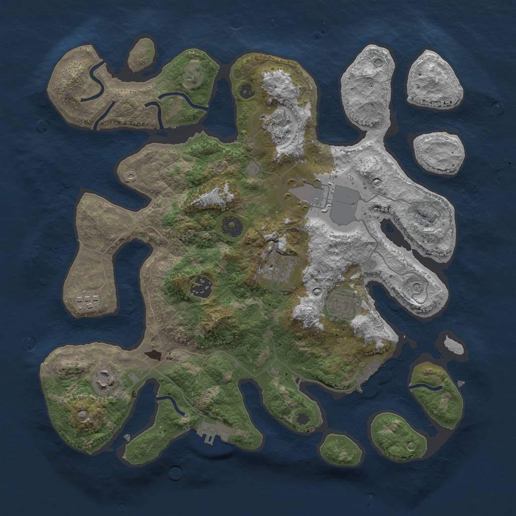 Rust Map: Procedural Map, Size: 3600, Seed: 2596540, 12 Monuments