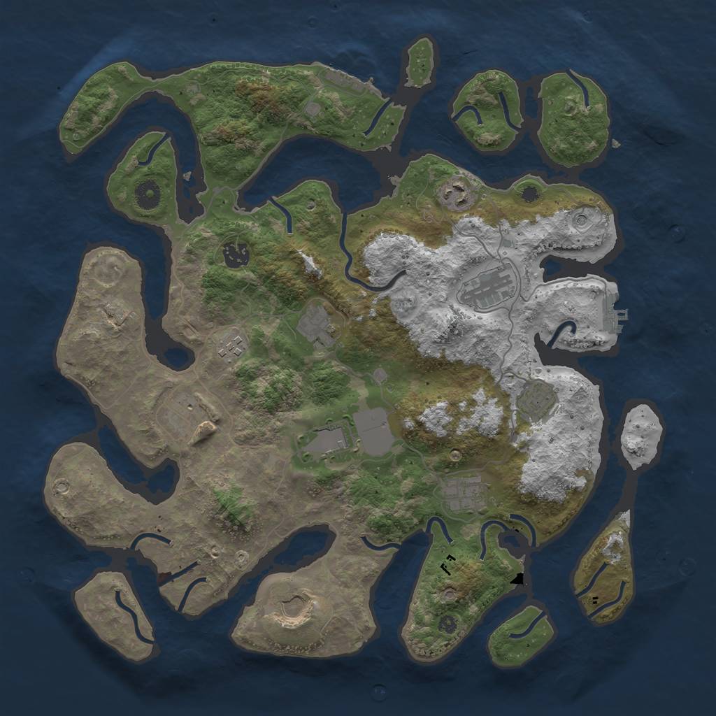 Rust Map: Procedural Map, Size: 3950, Seed: 333171094, 15 Monuments