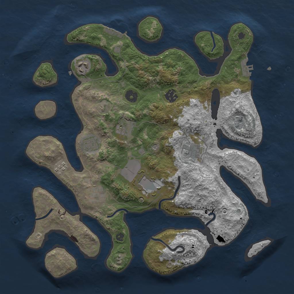 Rust Map: Procedural Map, Size: 3600, Seed: 22662, 13 Monuments