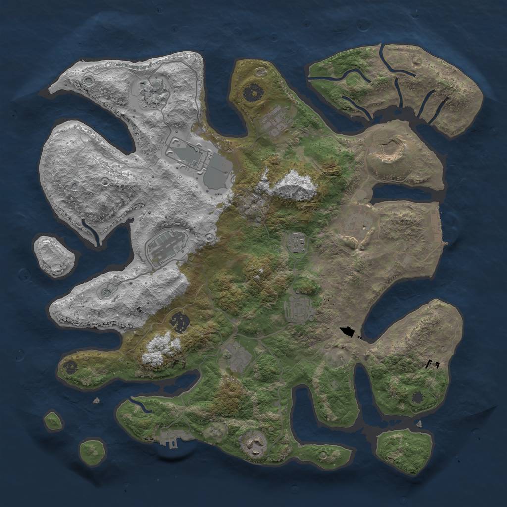 Rust Map: Procedural Map, Size: 3950, Seed: 197630260, 16 Monuments