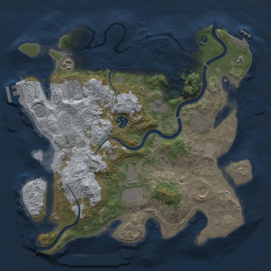 Rust Map: Procedural Map, Size: 3500, Seed: 1502875392, 14 Monuments
