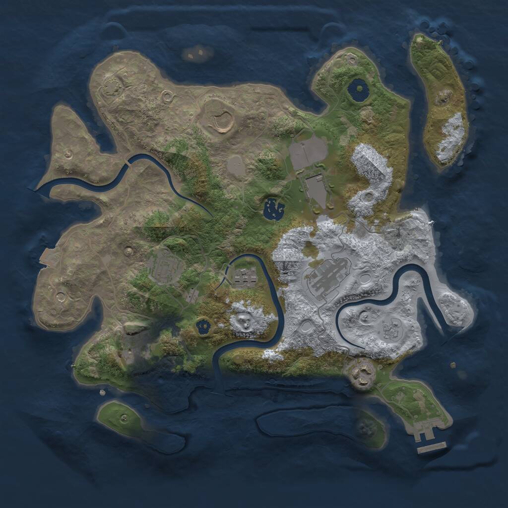 Rust Map: Procedural Map, Size: 3500, Seed: 754147, 13 Monuments