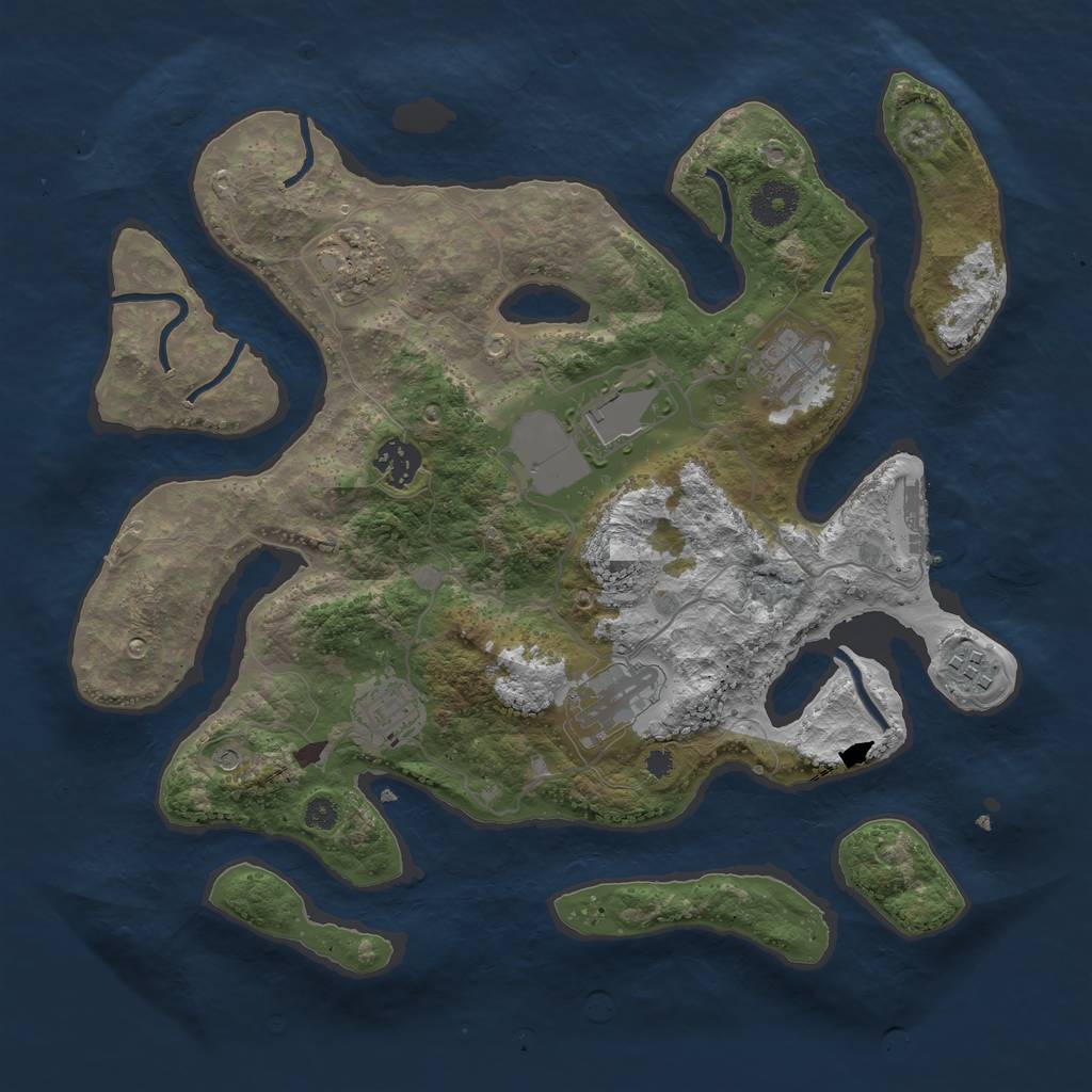 Rust Map: Procedural Map, Size: 3500, Seed: 754147, 11 Monuments