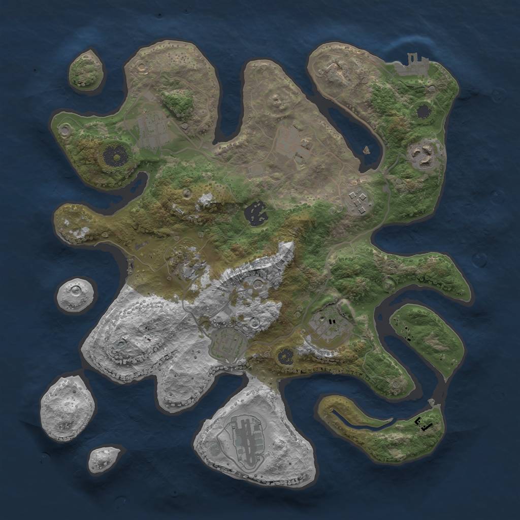 Rust Map: Procedural Map, Size: 3300, Seed: 1974823945, 13 Monuments