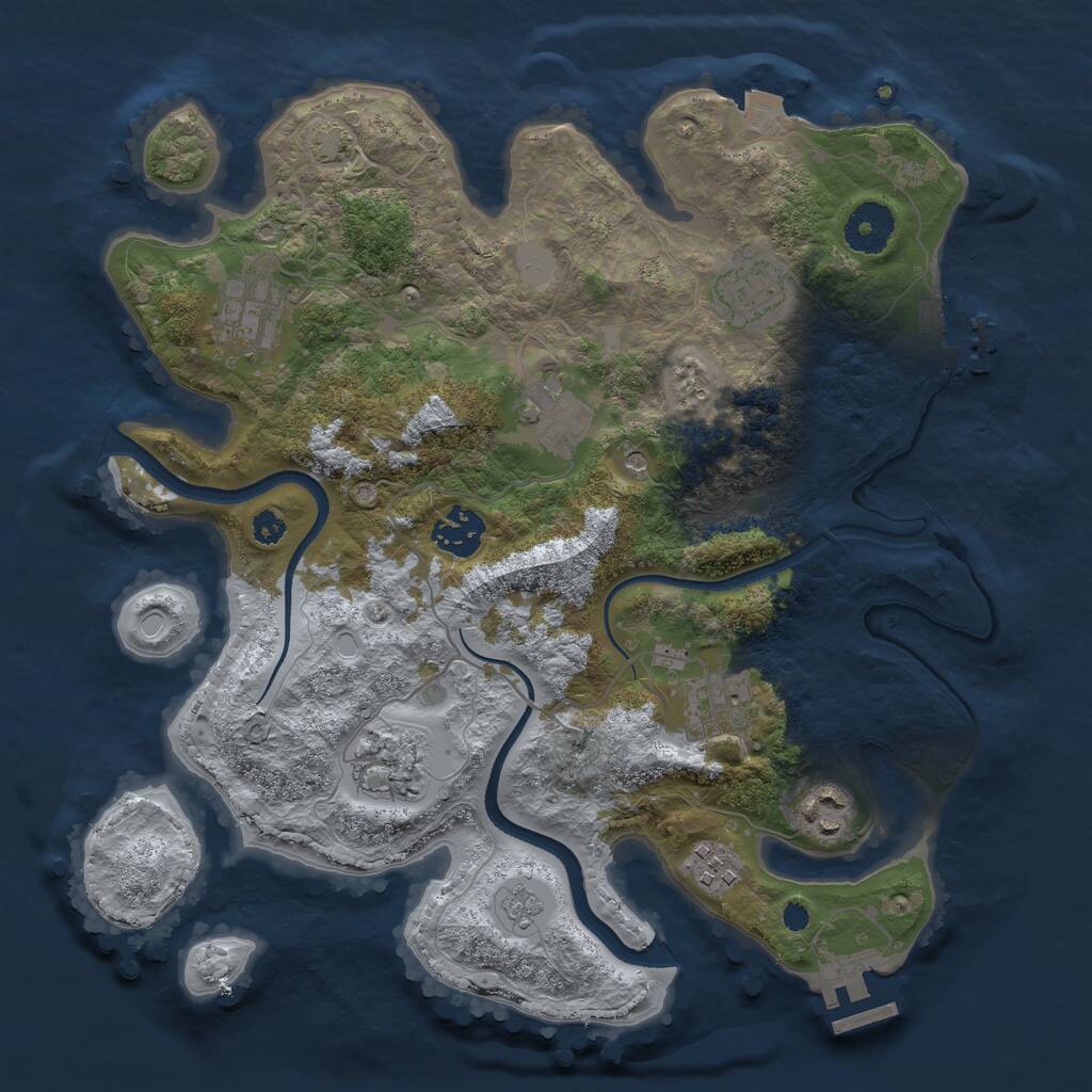 Rust Map: Procedural Map, Size: 3300, Seed: 1974823945, 14 Monuments