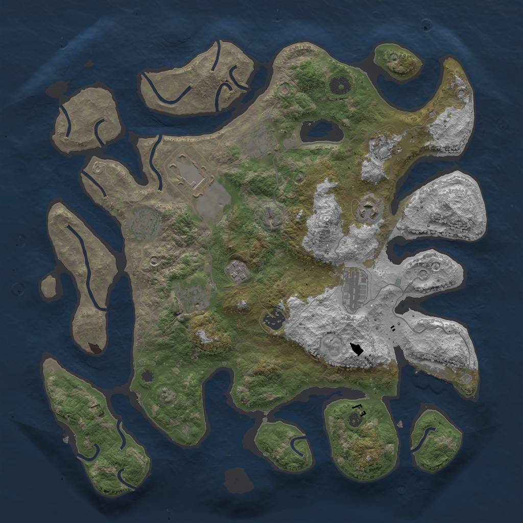 Rust Map: Procedural Map, Size: 3950, Seed: 456, 13 Monuments