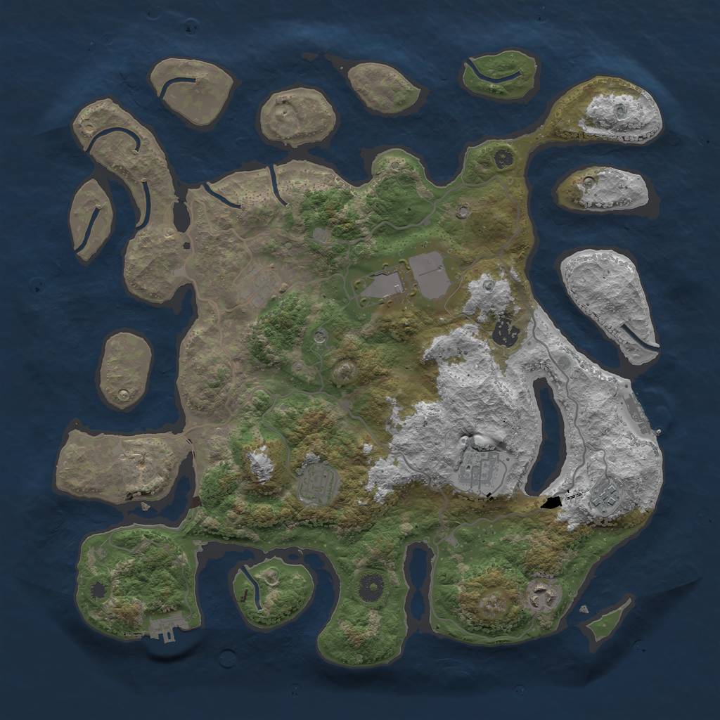 Rust Map: Procedural Map, Size: 4000, Seed: 142345, 12 Monuments