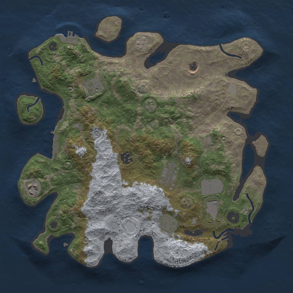 Rust Map: Procedural Map, Size: 3500, Seed: 1346945590, 15 Monuments