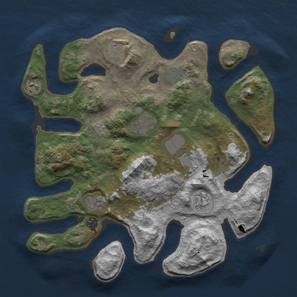 Rust Map: Barren, Size: 3900, Seed: 284, 12 Monuments