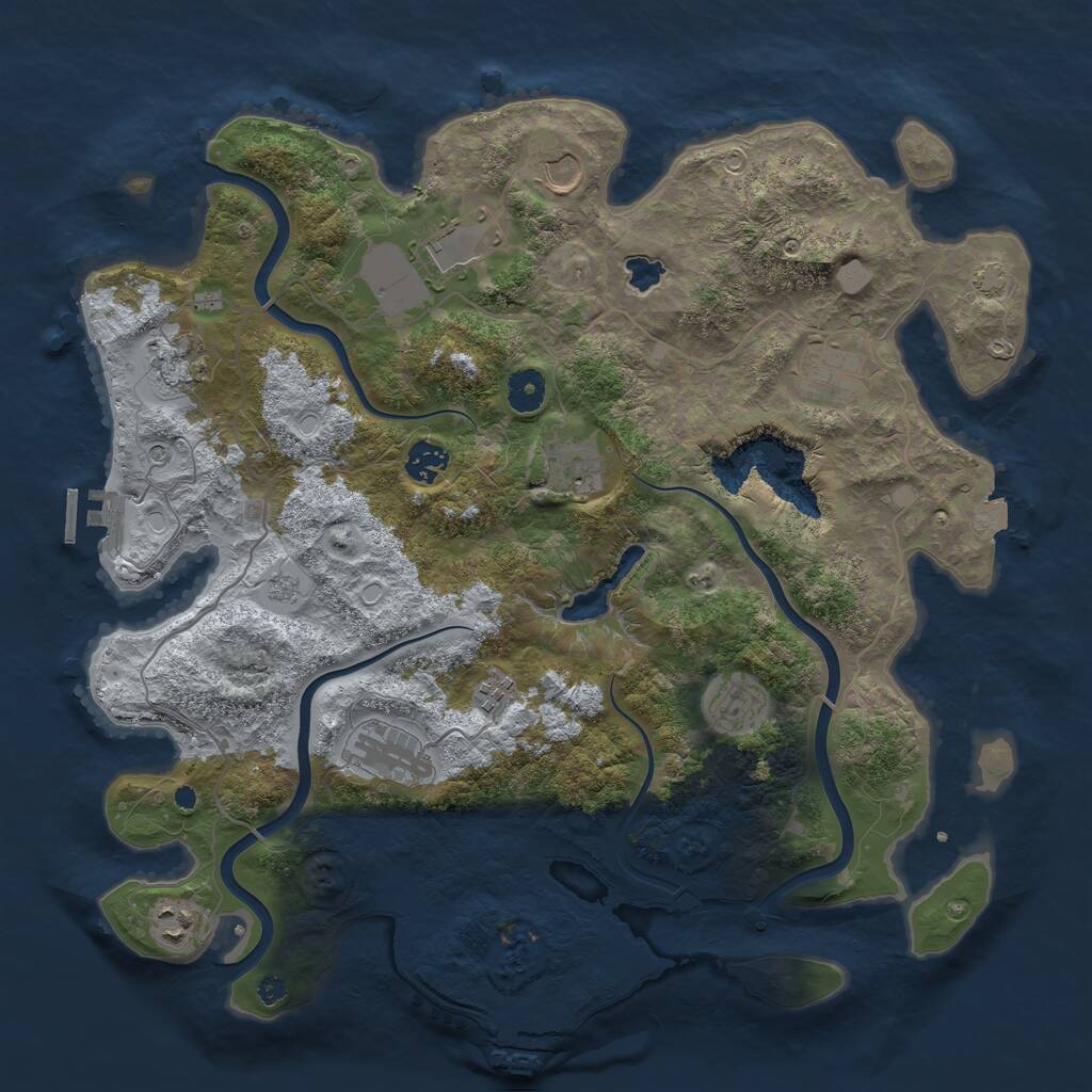 Rust Map: Procedural Map, Size: 4000, Seed: 1875468863, 16 Monuments