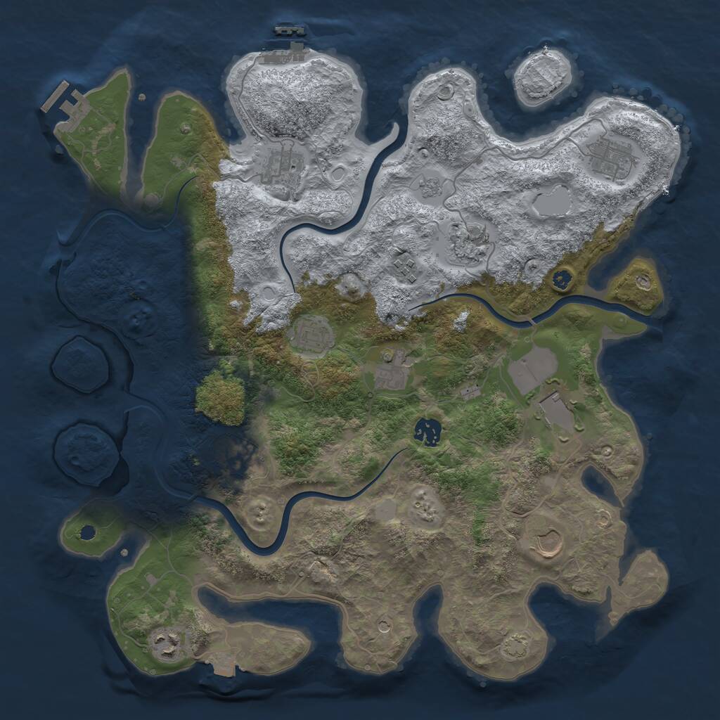 Rust Map: Procedural Map, Size: 3875, Seed: 1046609025, 17 Monuments