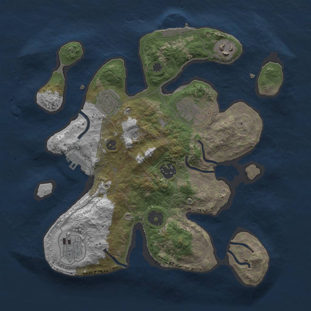 Rust Map: Procedural Map, Size: 3000, Seed: 980075, 10 Monuments