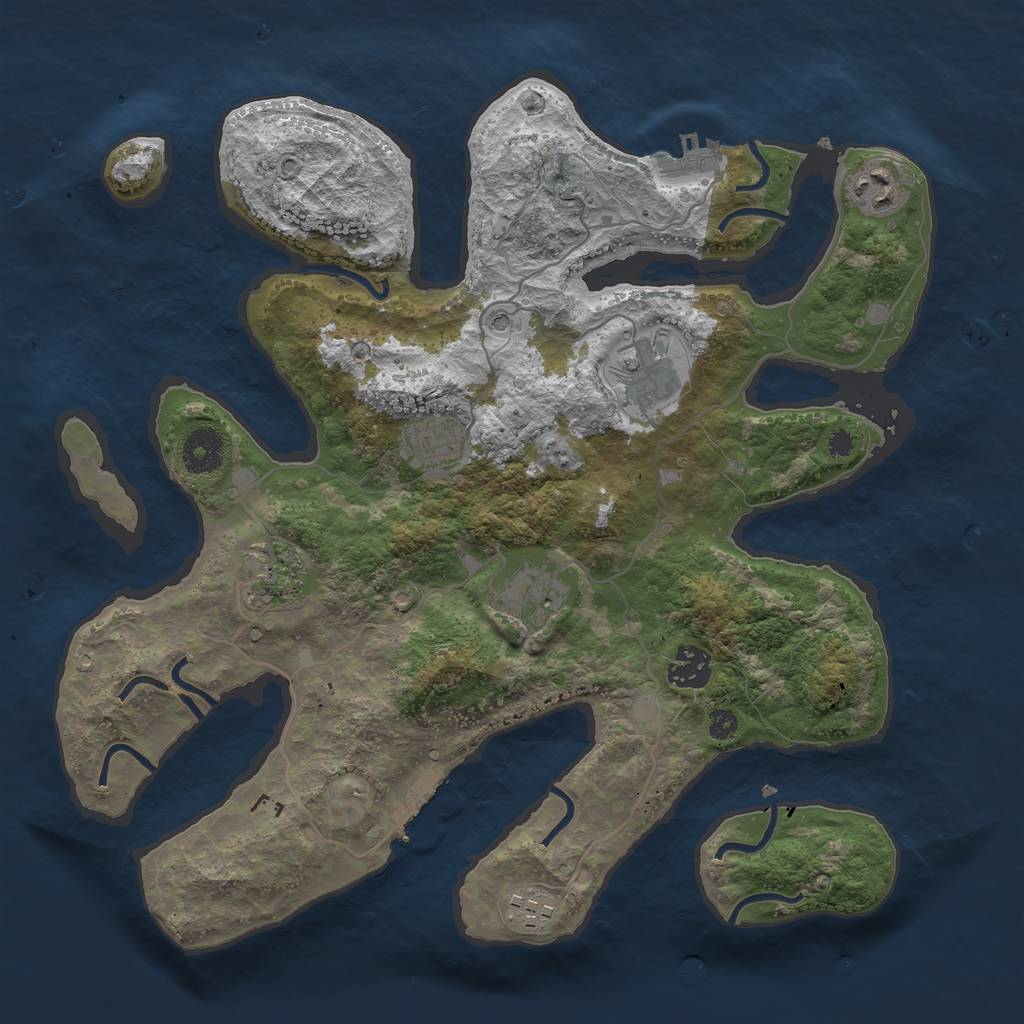 Rust Map: Procedural Map, Size: 3499, Seed: 5630718, 12 Monuments