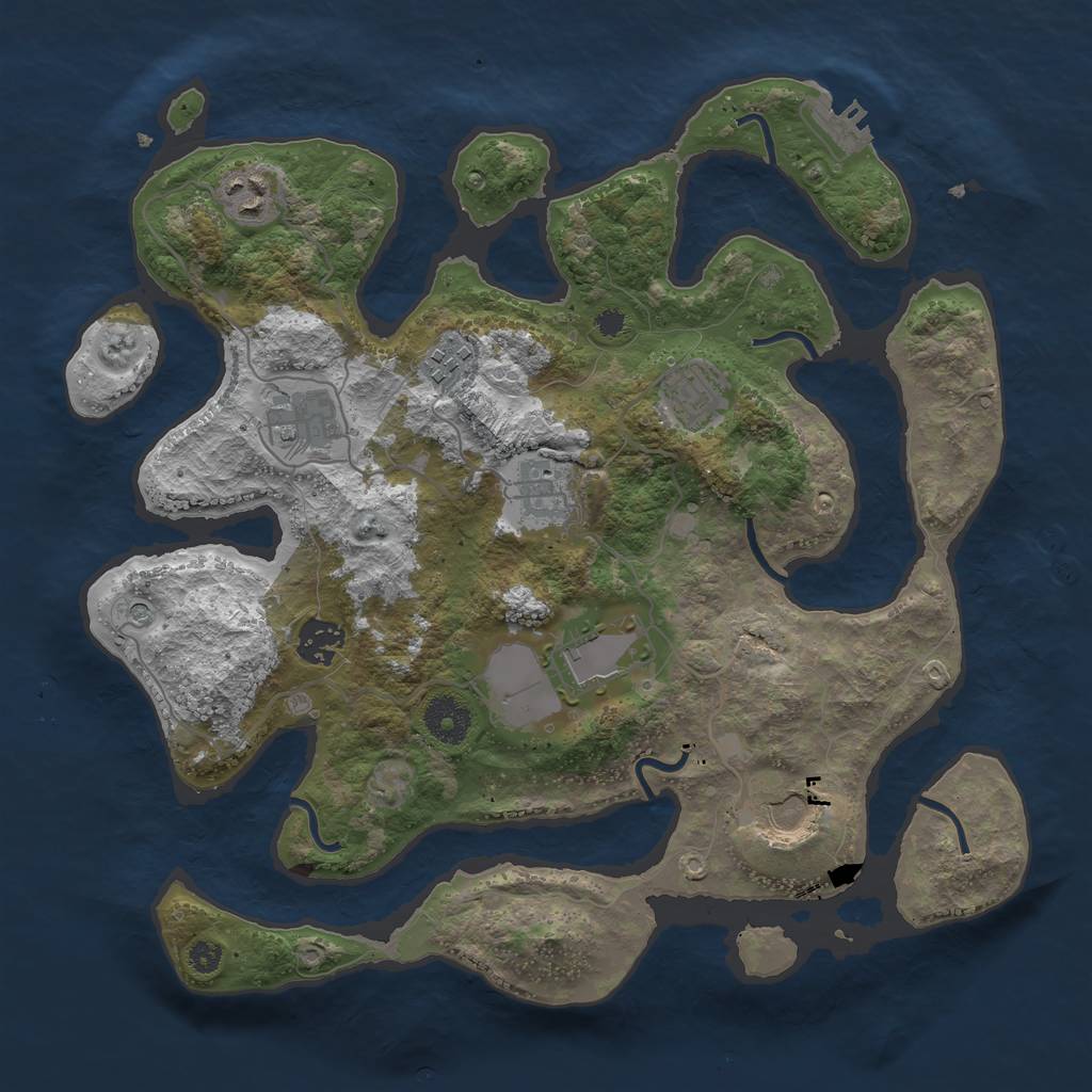 Rust Map: Procedural Map, Size: 3500, Seed: 122665161, 12 Monuments